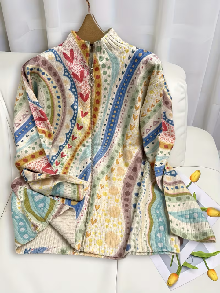 Ambrosine™ | Painted Paisley Zip Cardigan