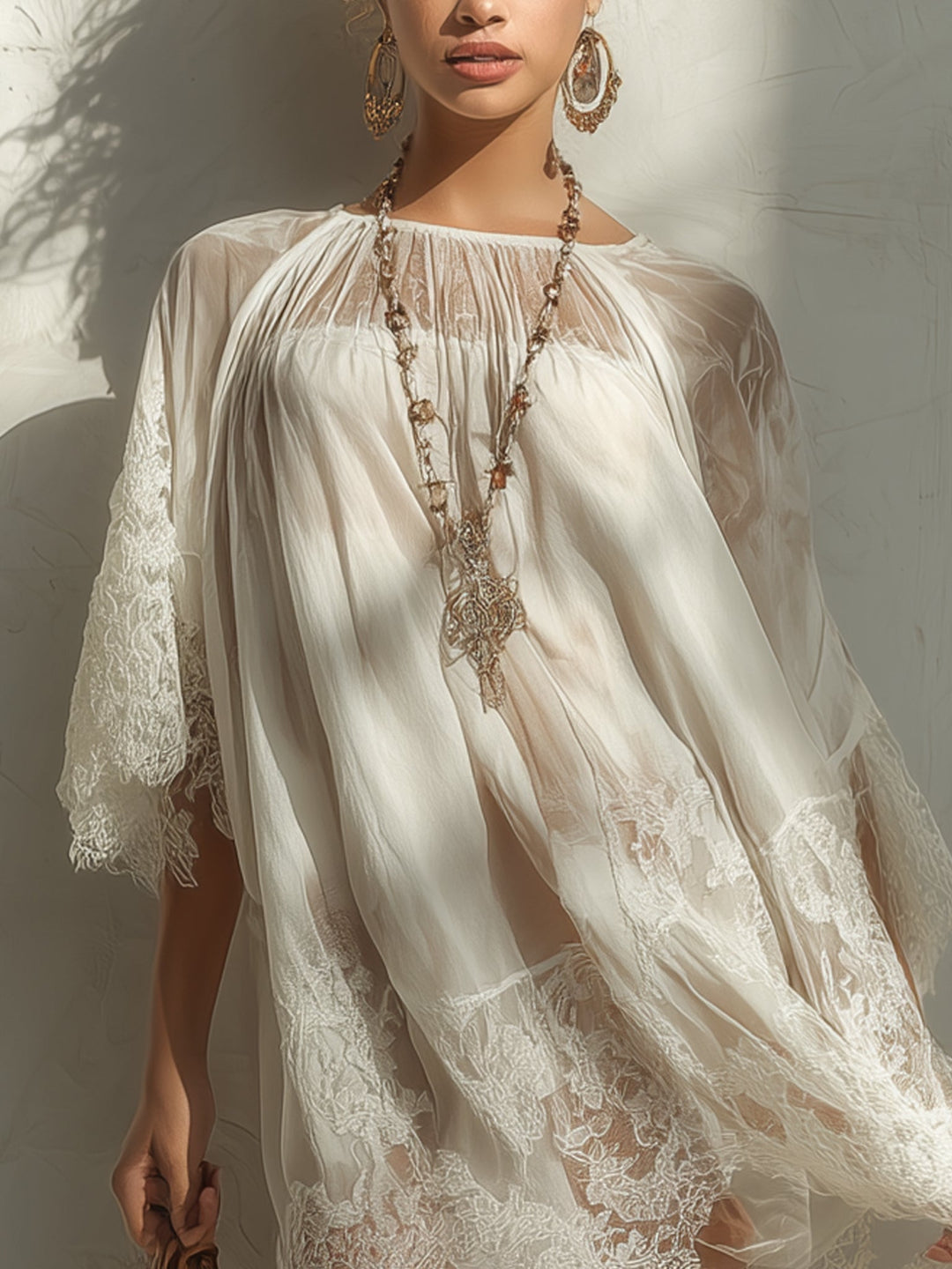 Amara | Lace Chiffon Mini Dress