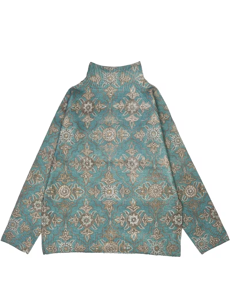 Sableau™ | Verdigris Damask Turtleneck