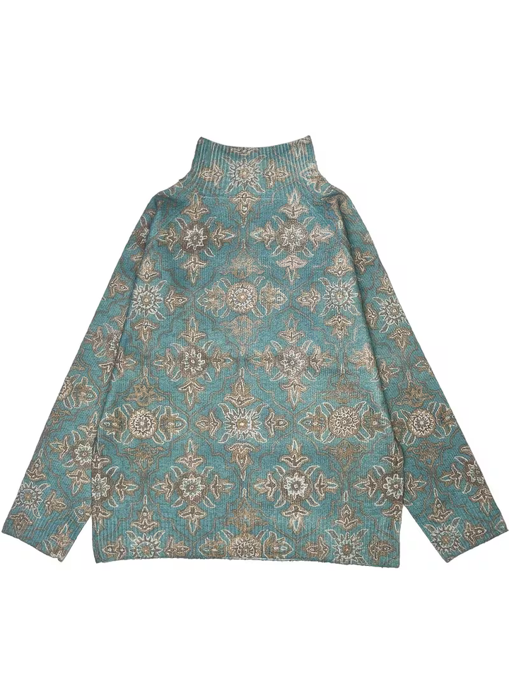 Sableau™ | Verdigris Damask Turtleneck