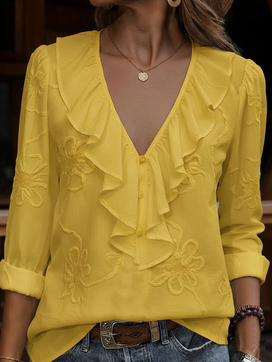 Amara | V-Neck Frill Shirt