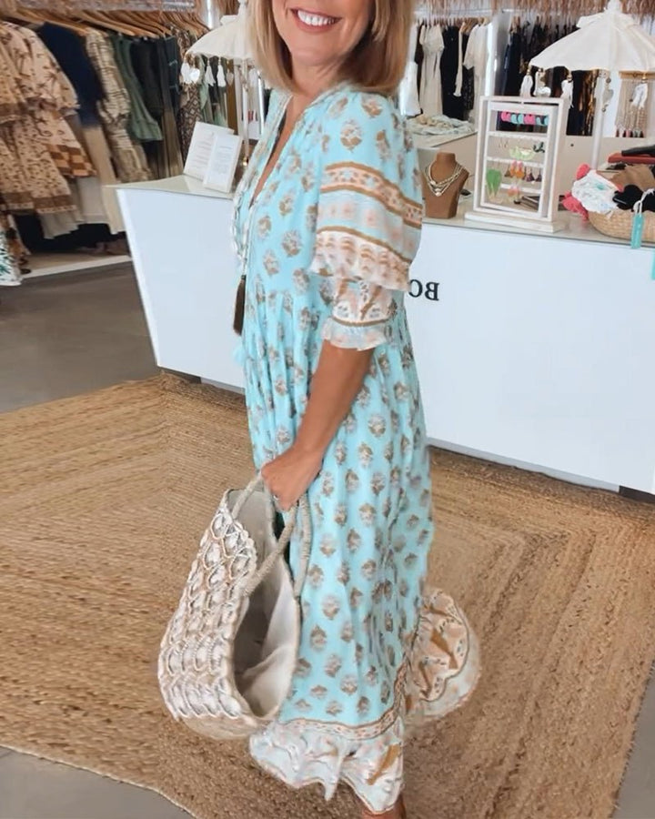 Mana | Chic Floral V-Neck Maxi Dress