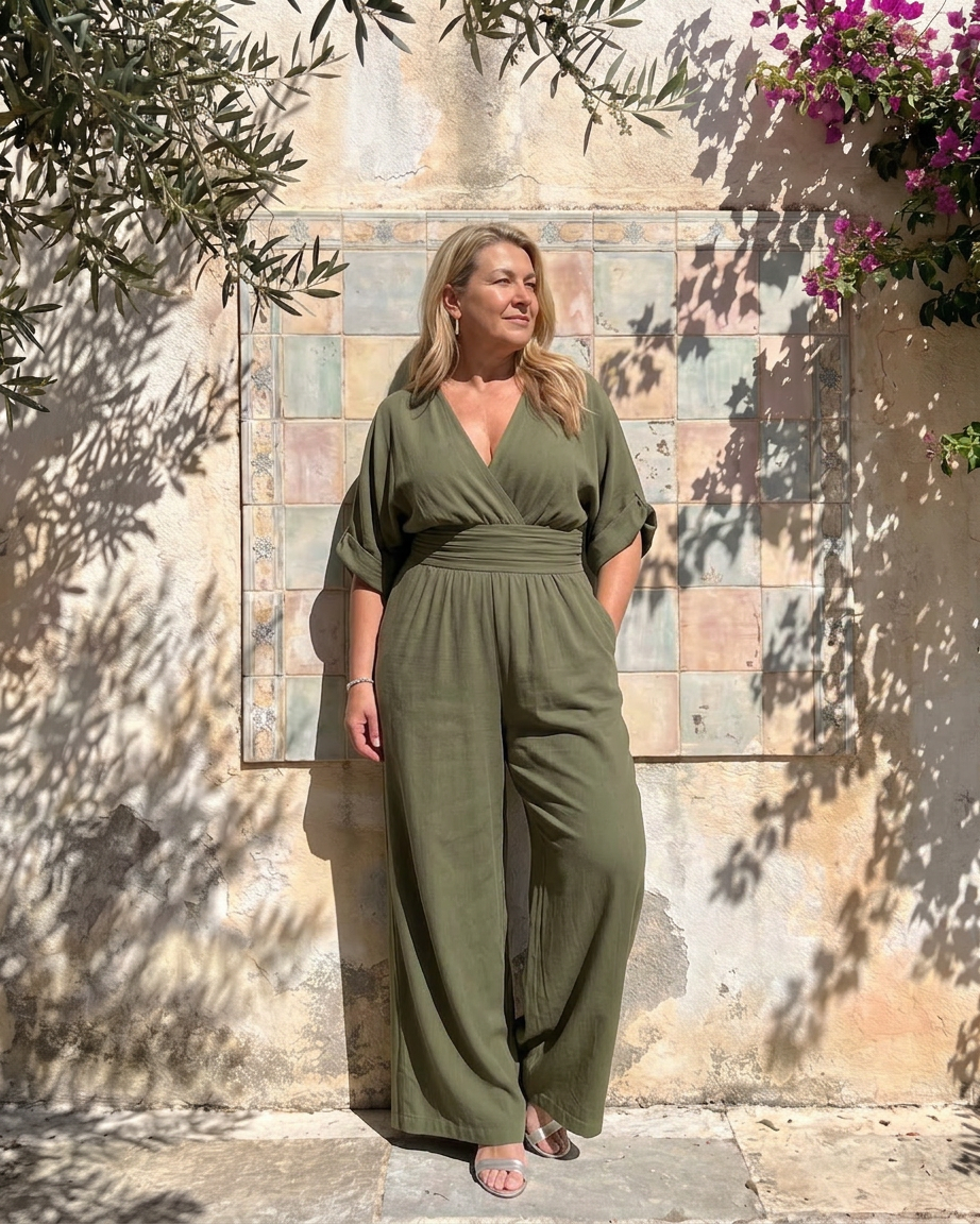 Sabrina | V-Neck Wide Leg Jumpsuit