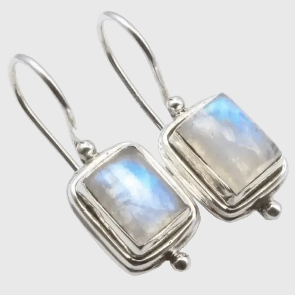 Retro Moonstone Square Earrings