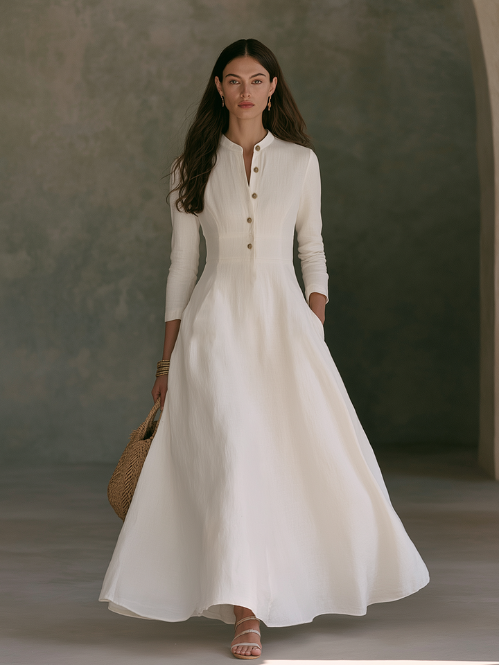 Thelma™ Mandarin Collar Maxi Dress