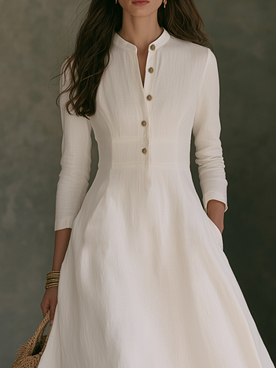 Thelma™ Mandarin Collar Maxi Dress