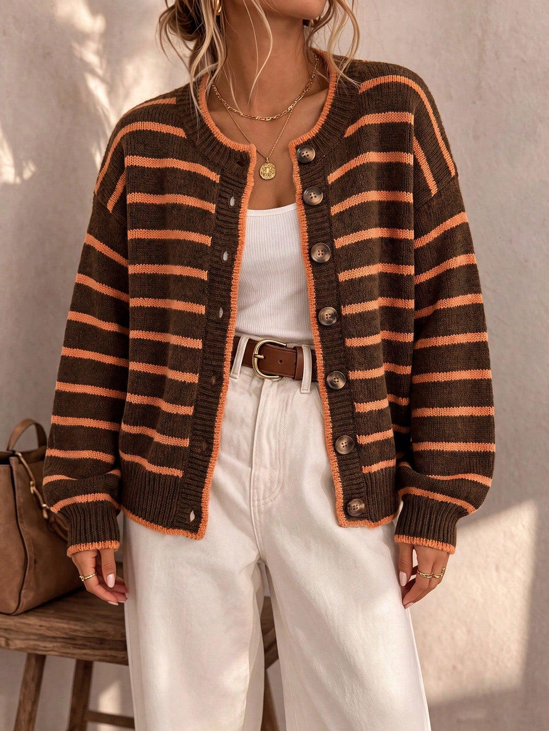 Mabel | Striped Knit Cardigan for Women