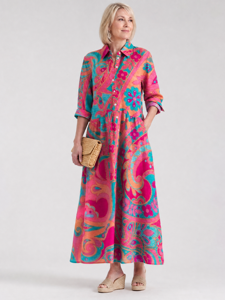 Saskia | Button Front Midi Dress