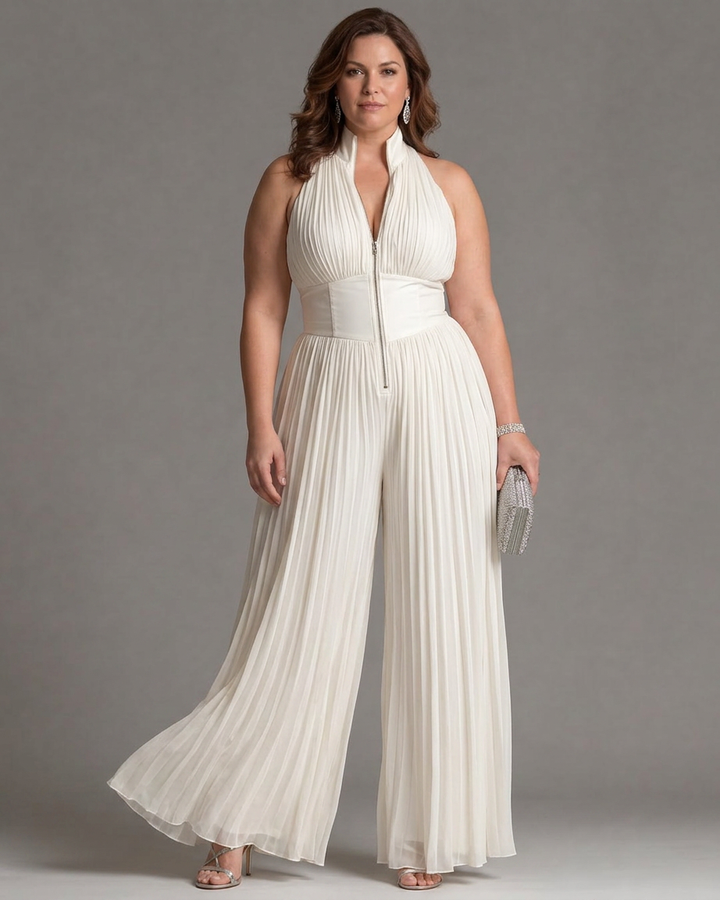 Amara | Pleated Wide Leg Jumpsuit
