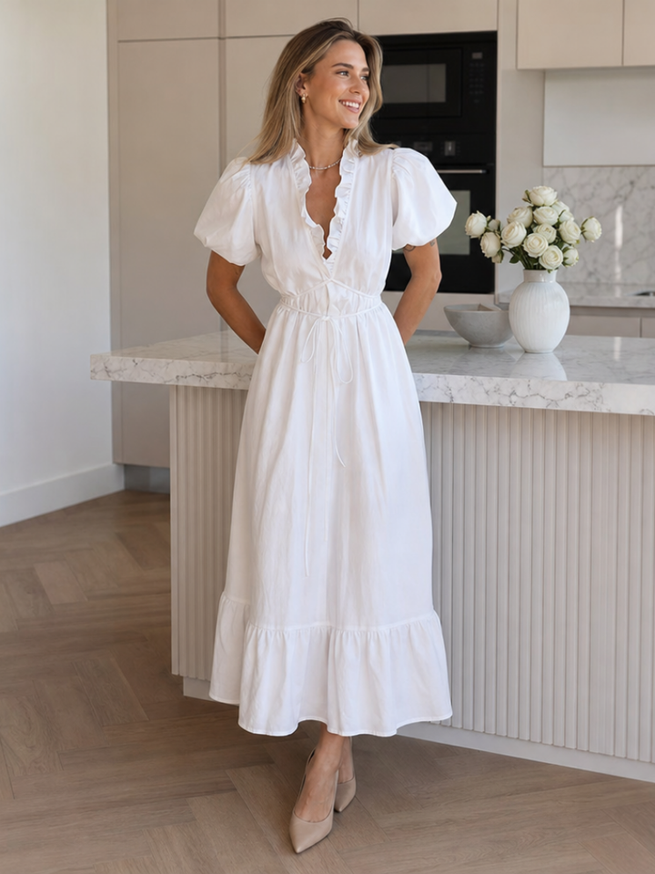 Amara | Puff Sleeve Midi Dress