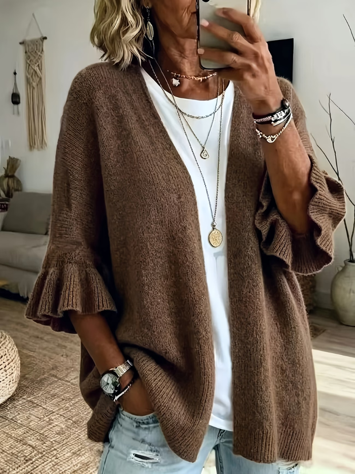 Elena | Stylish Knit Cardigan with Ruffle Sleeves