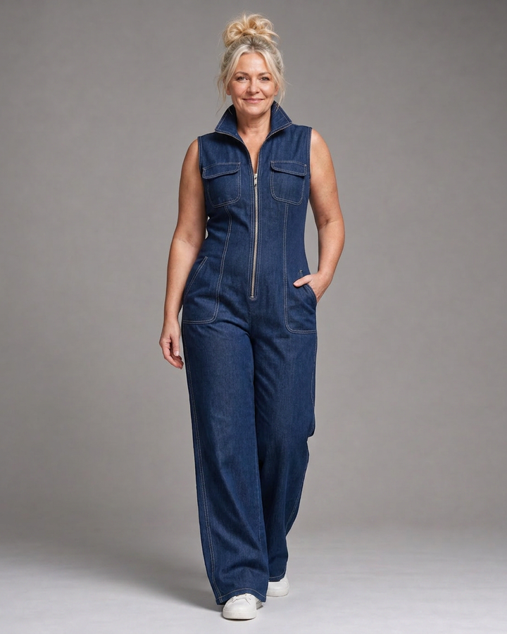 Violet | Sleeveless Denim Jumpsuit