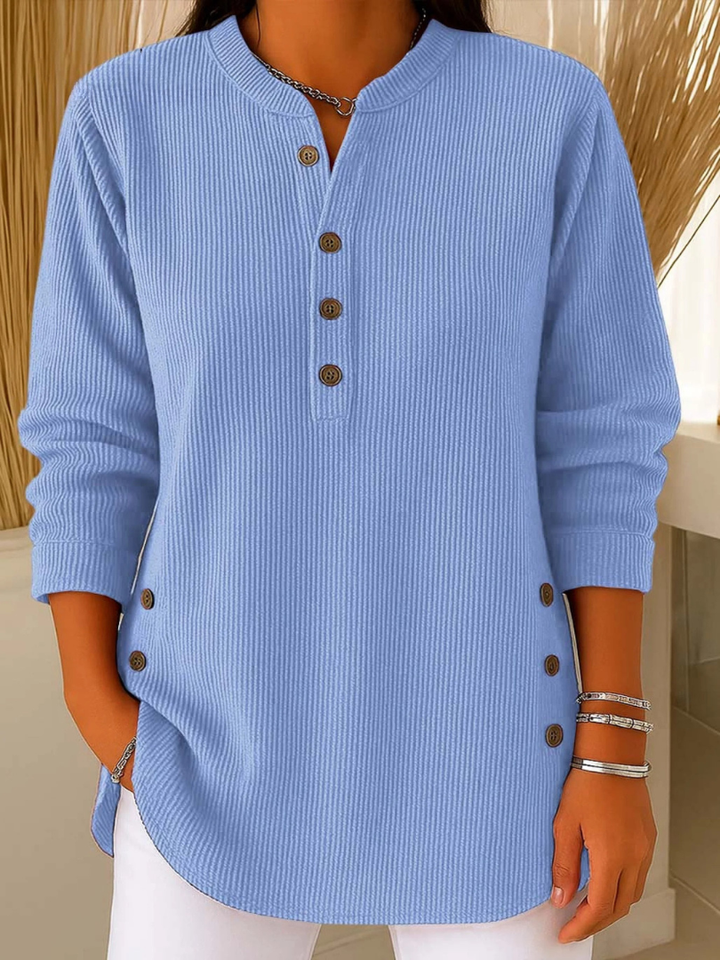 Button Henley Tunic for Women