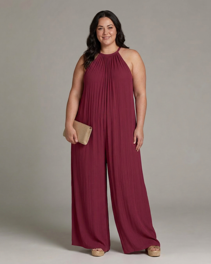 Clara | Pleated Wide Leg Jumpsuit
