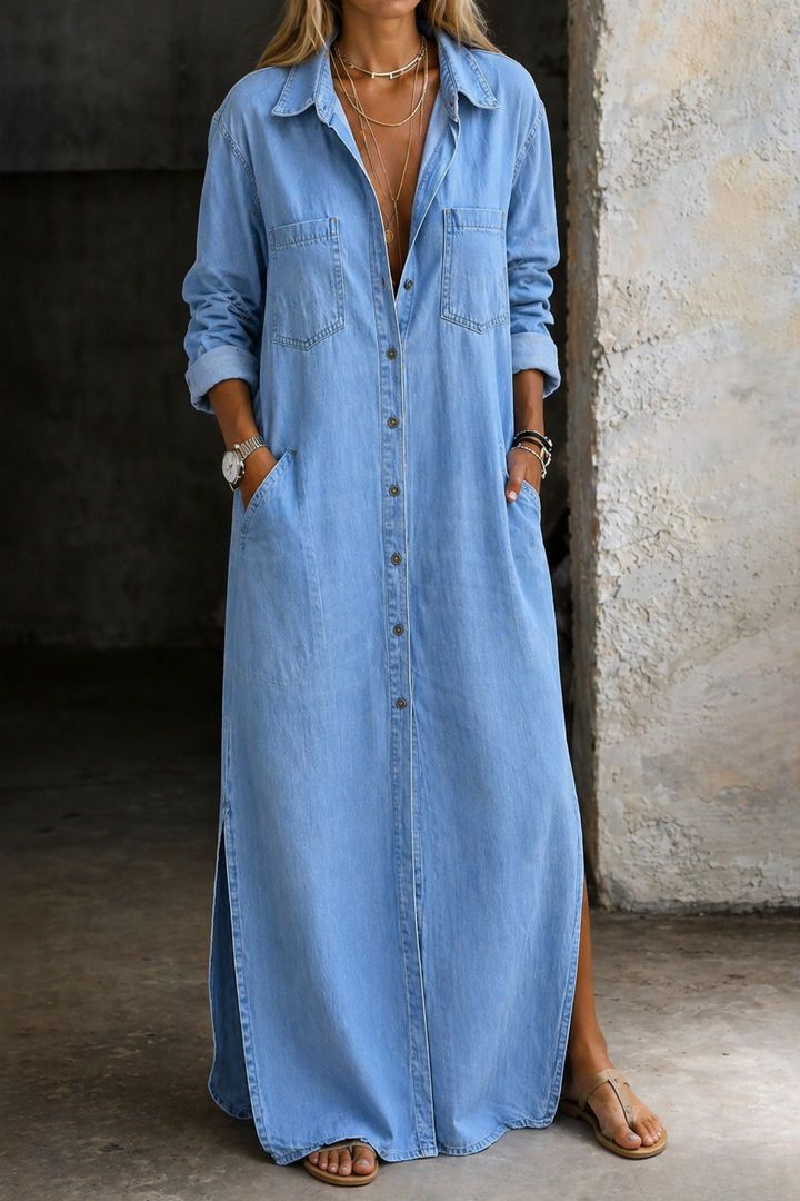 Aubrey | Denim Button Down Dress