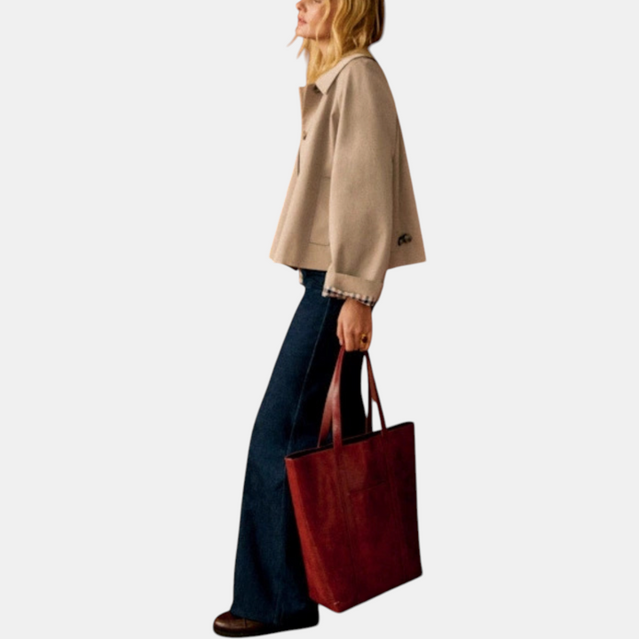 Sadie™ | Cropped Trench Coat Lapel Button Front Jacket