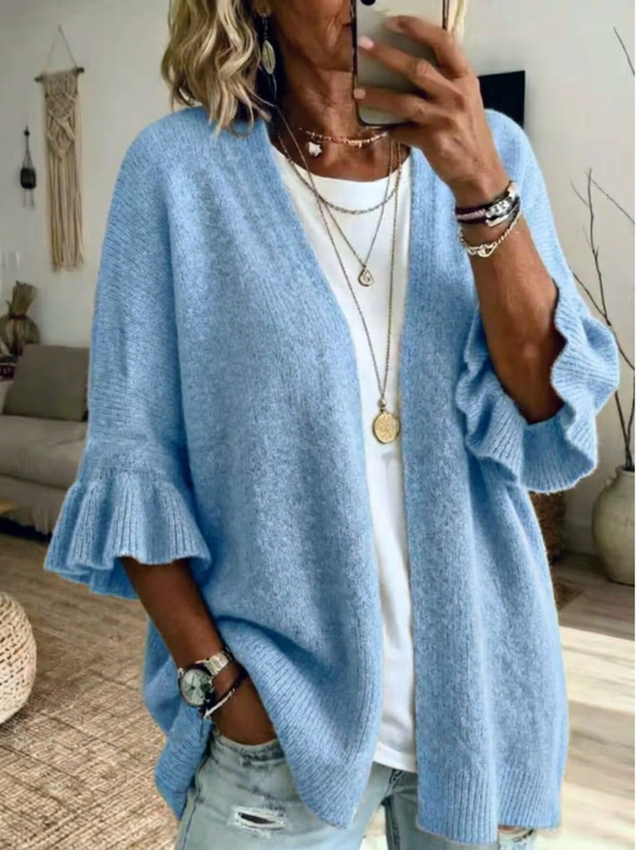 Elena | Stylish Knit Cardigan with Ruffle Sleeves