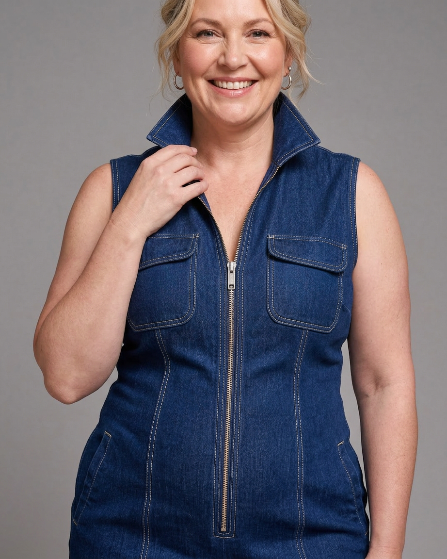 Elara | Sleeveless Denim Jumpsuit
