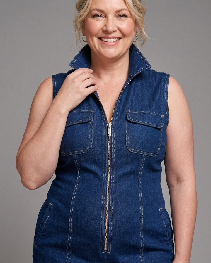 Elara | Sleeveless Denim Jumpsuit