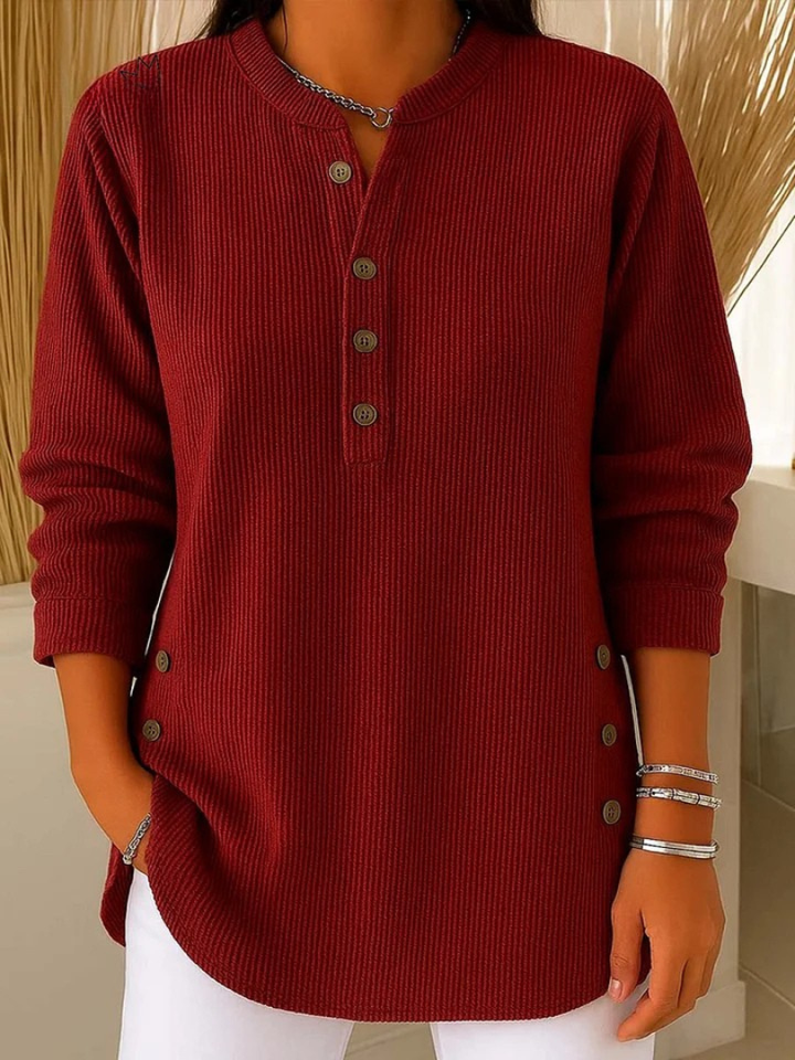 Button Henley Tunic for Women