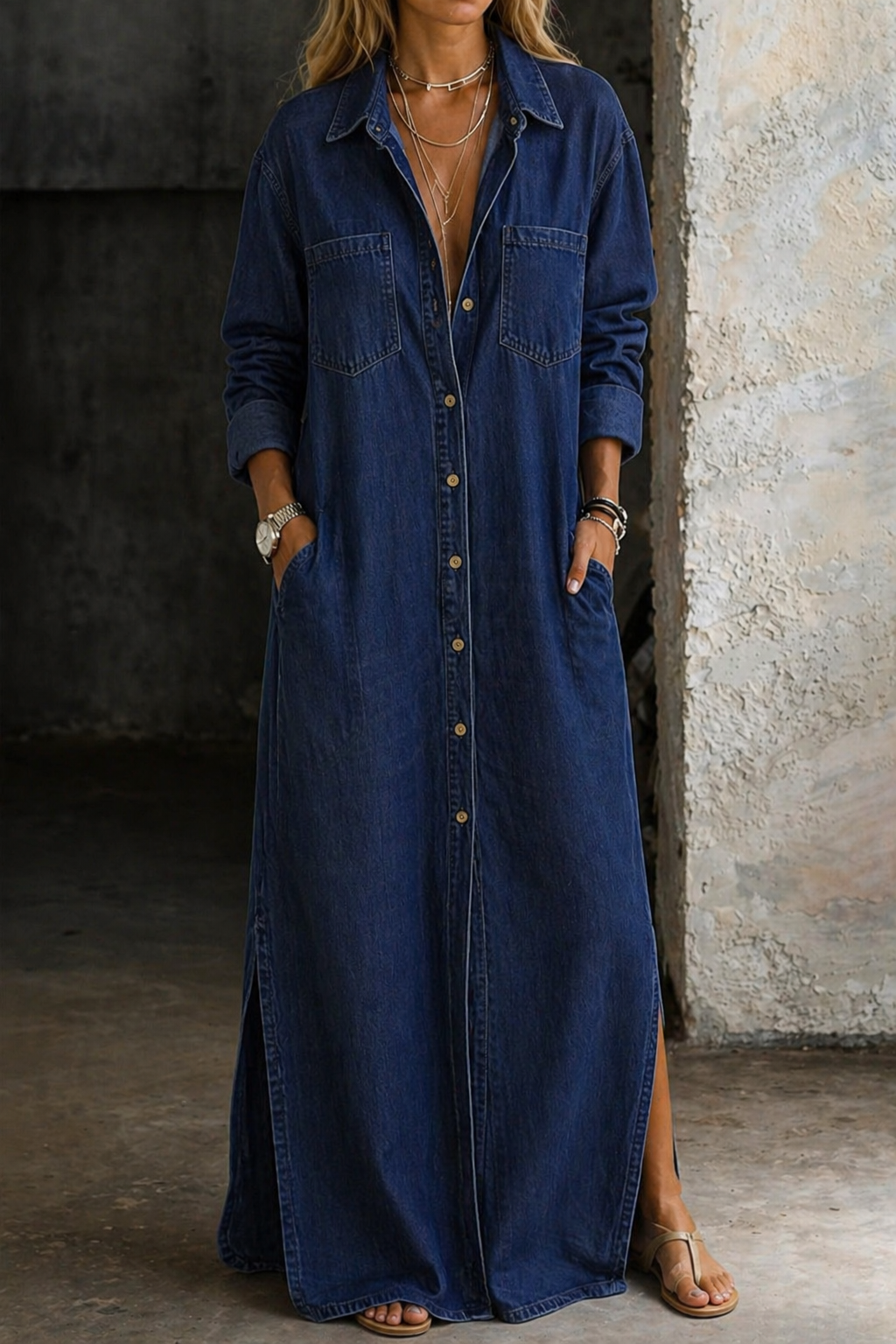 Aubrey | Denim Button Down Dress