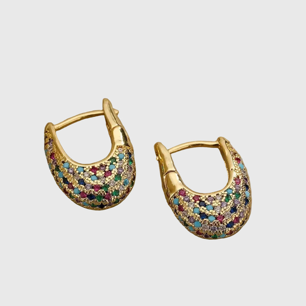Colorful Earrings in Inlay Design