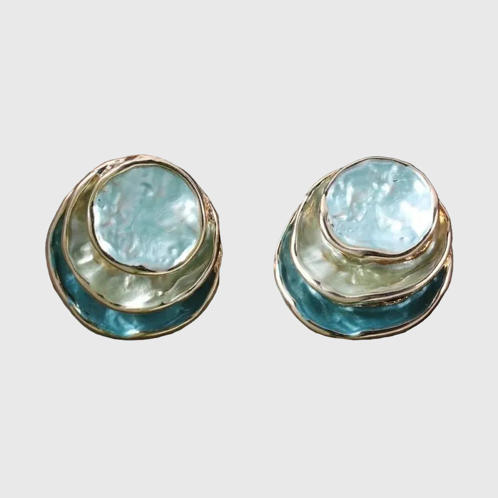 Vintage Hand-Painted Multi-Layer Round Earrings