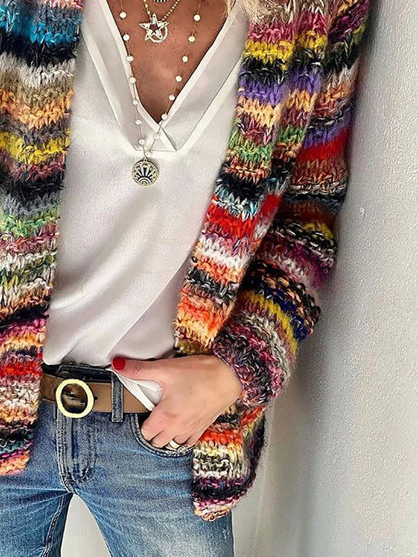 Amanda | Colorfull Striped Knit Cardigan