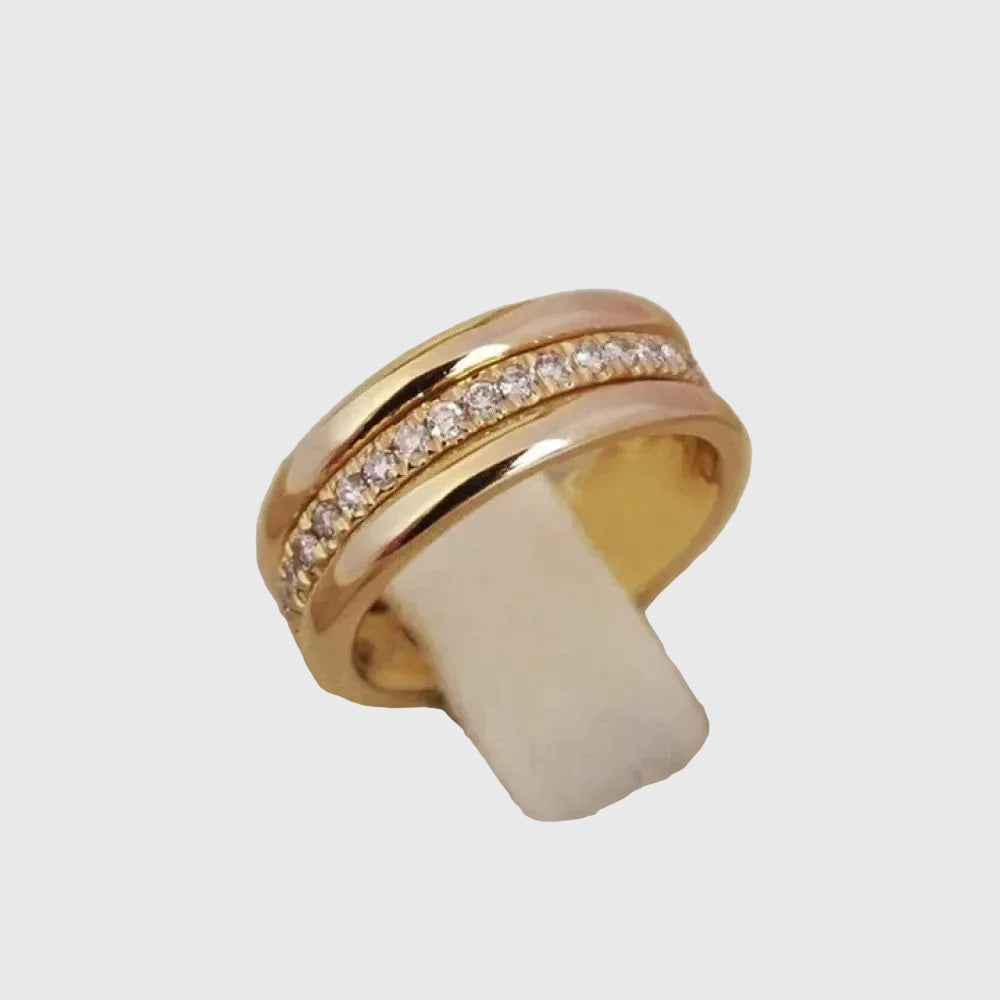 Elegant Double Ring with Zirconia Inlay