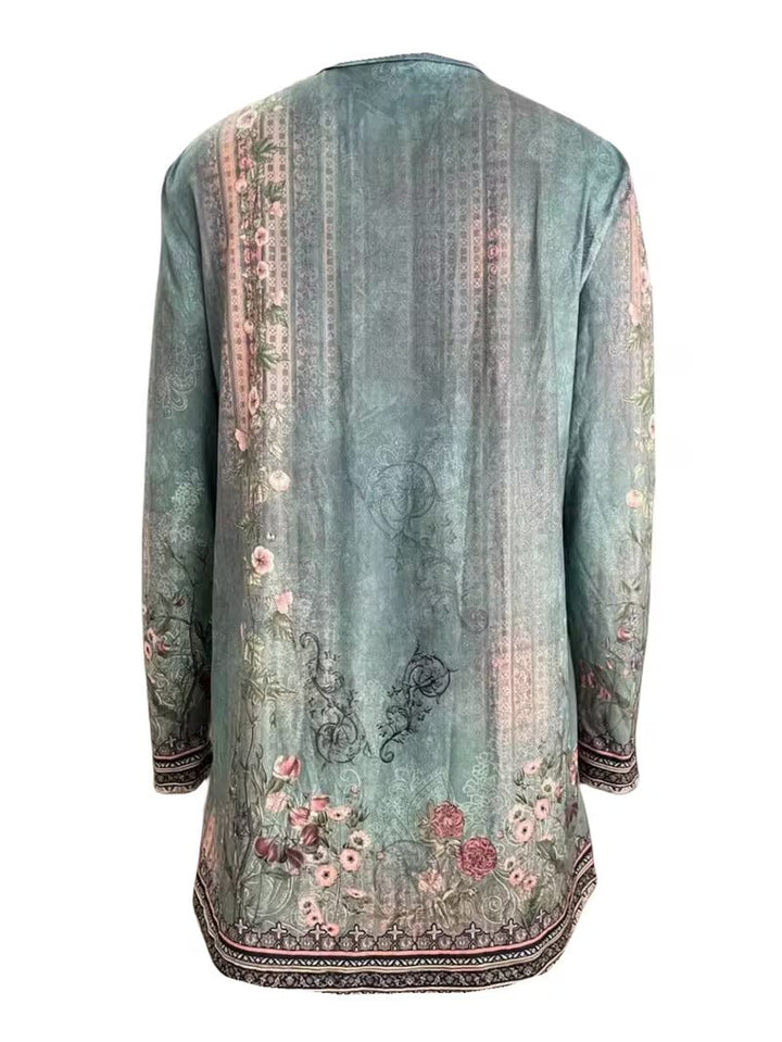 Marisole™ | Vintage Floral Print Open Front Blouse Jacket