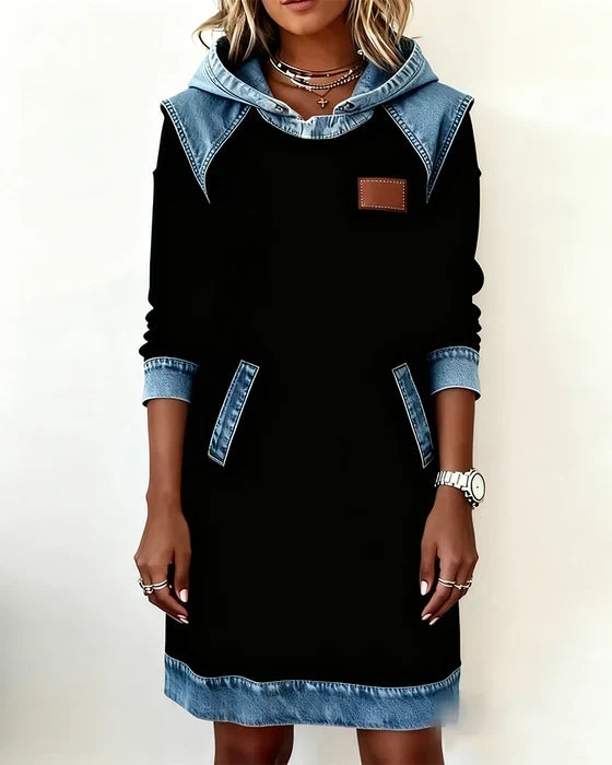 Dolores | Casual Hooded Dress with Contrasting Details