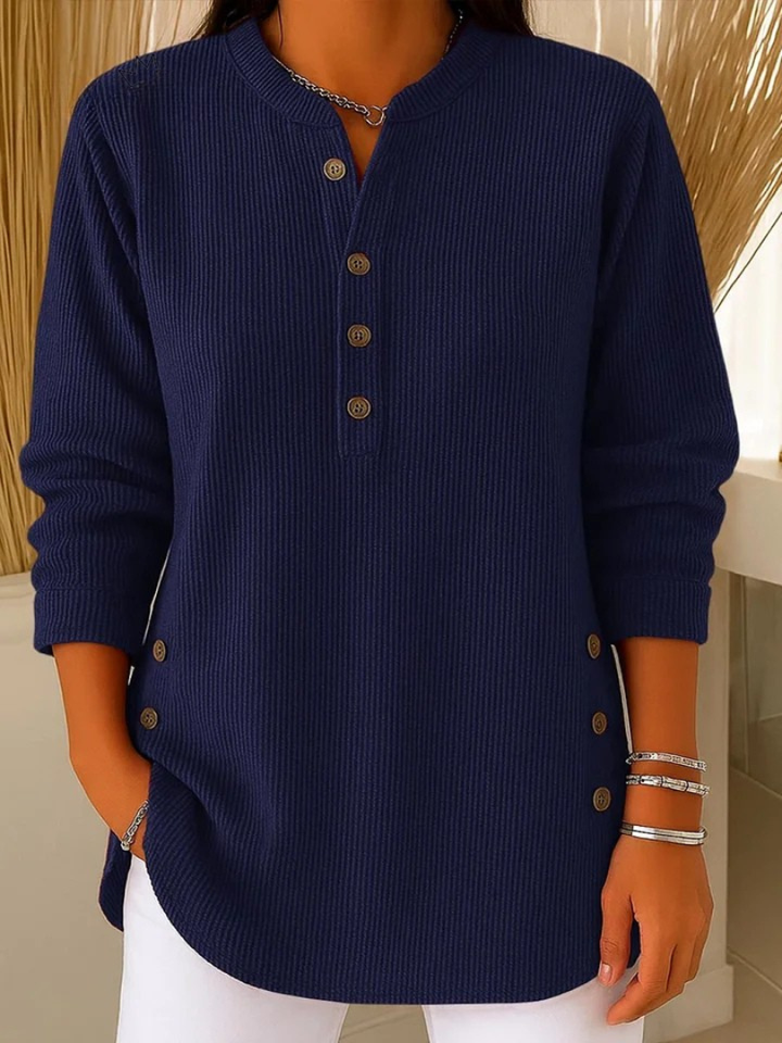 Button Henley Tunic for Women