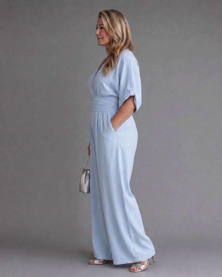Sabrina | V-Neck Wide Leg Jumpsuit