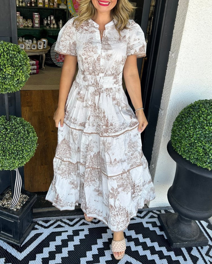 Eliza | Classic Toile Maxi Dress