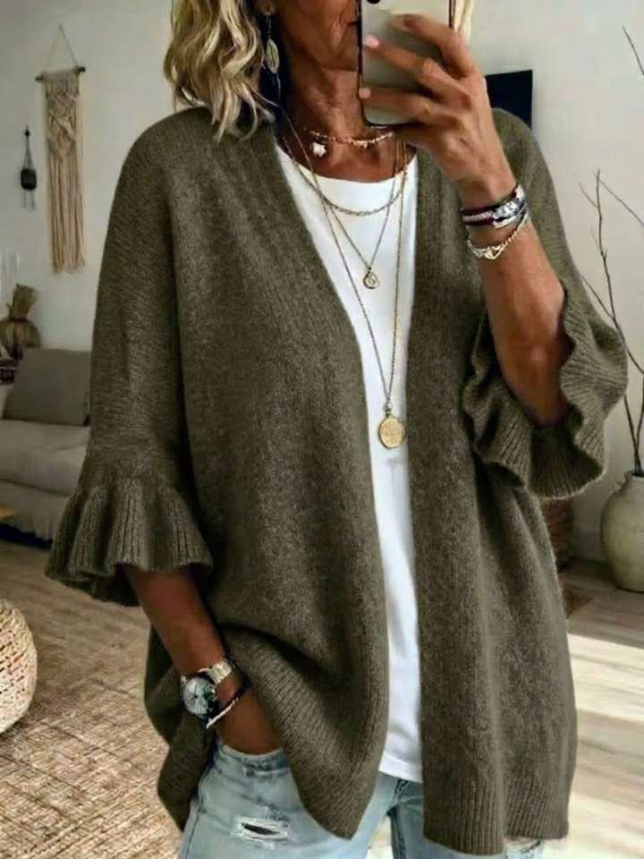 Elena | Stylish Knit Cardigan with Ruffle Sleeves