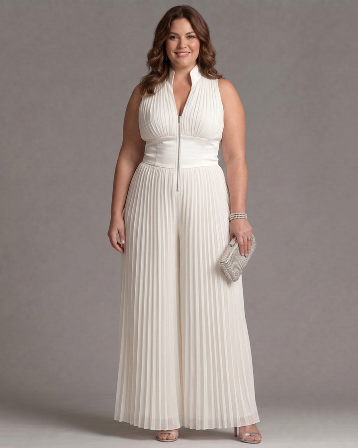 Amara | Pleated Wide Leg Jumpsuit