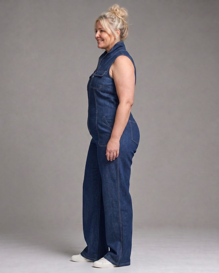 Elara | Sleeveless Denim Jumpsuit