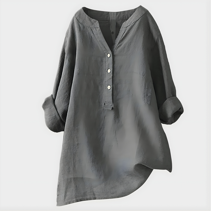 Veronique™ | Cotton-Linen V-Neck Blouse