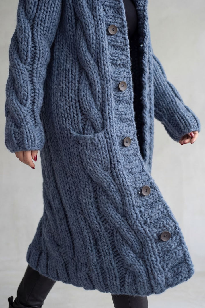 Karinae | Women's Oversized Cable Knit Hooded Cardigan Coat
