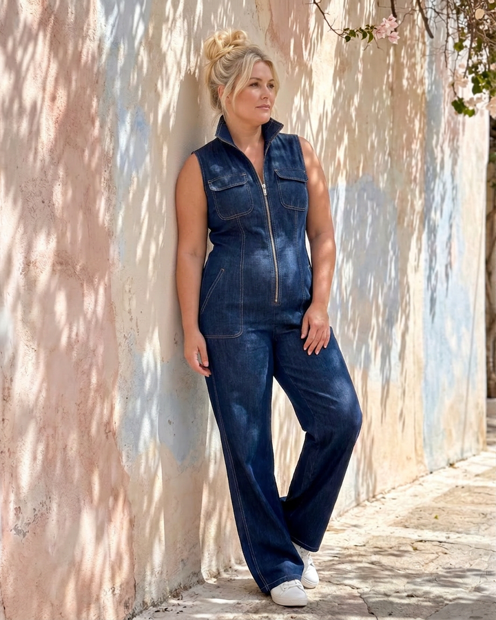 Violet | Sleeveless Denim Jumpsuit