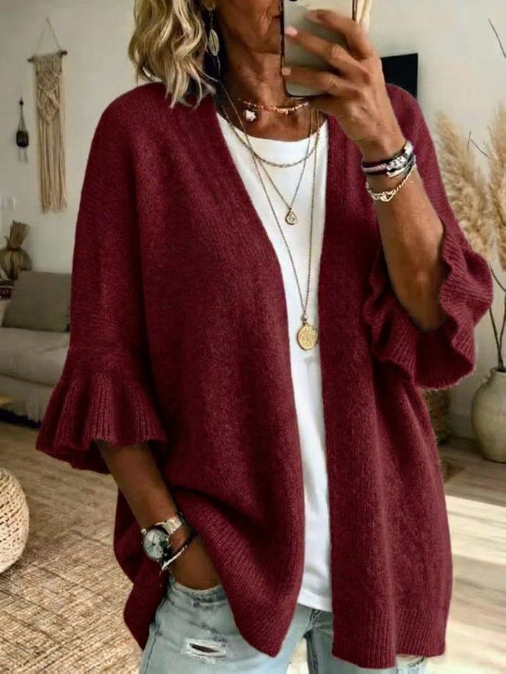 Elena | Stylish Knit Cardigan with Ruffle Sleeves