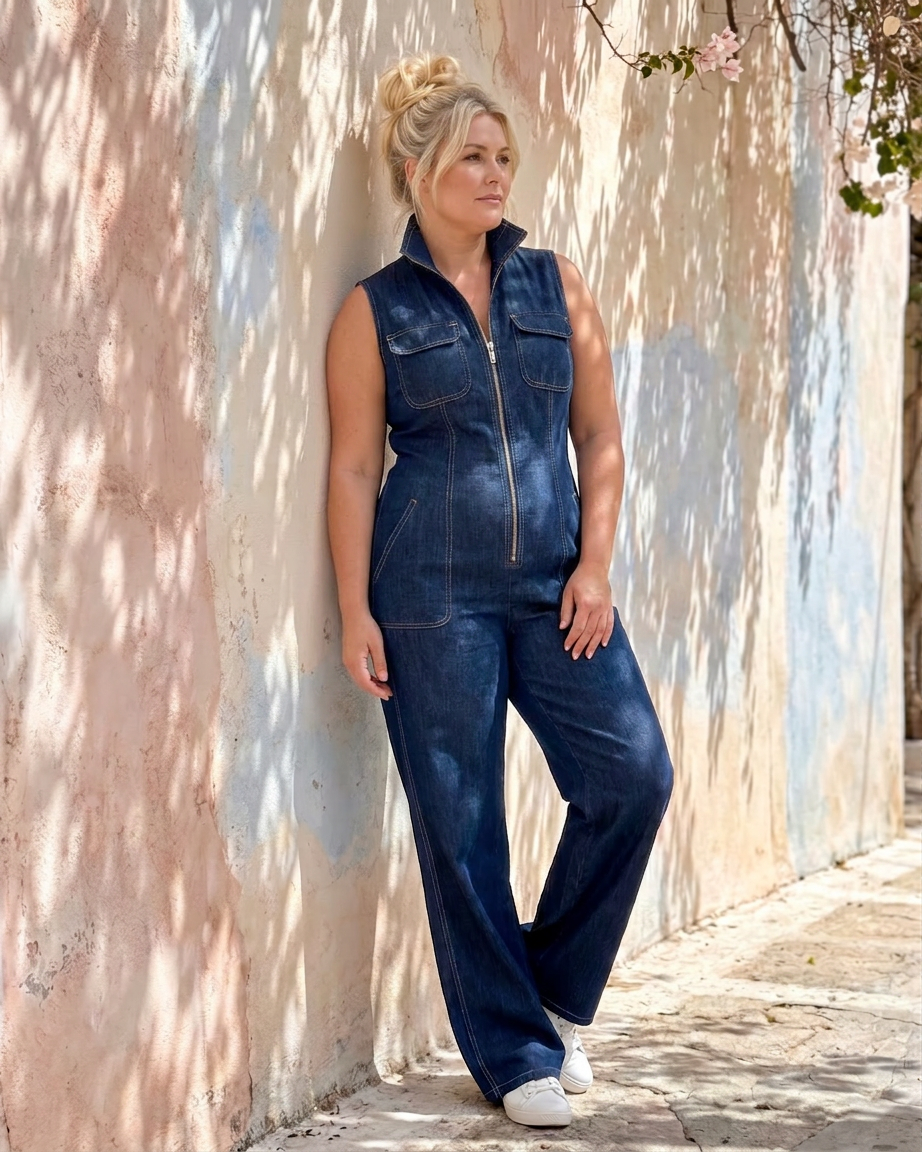 Elara | Sleeveless Denim Jumpsuit