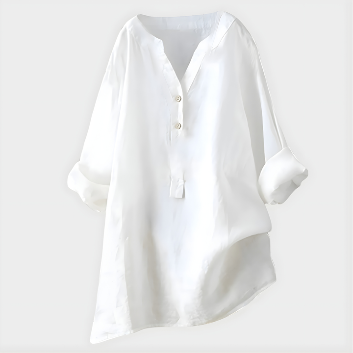 Veronique™ | Cotton-Linen V-Neck Blouse