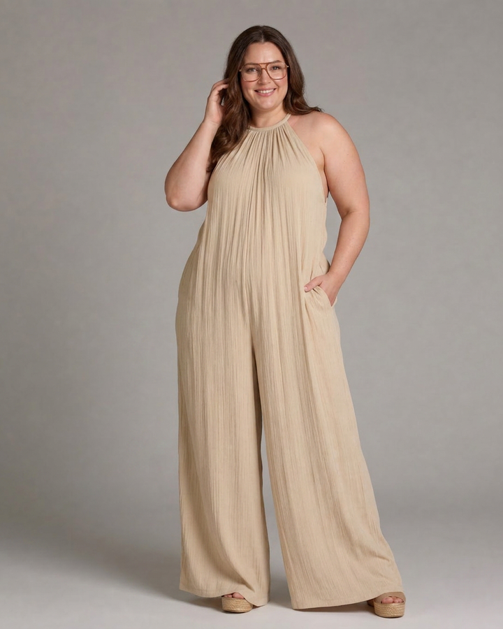 Clara | Pleated Wide Leg Jumpsuit