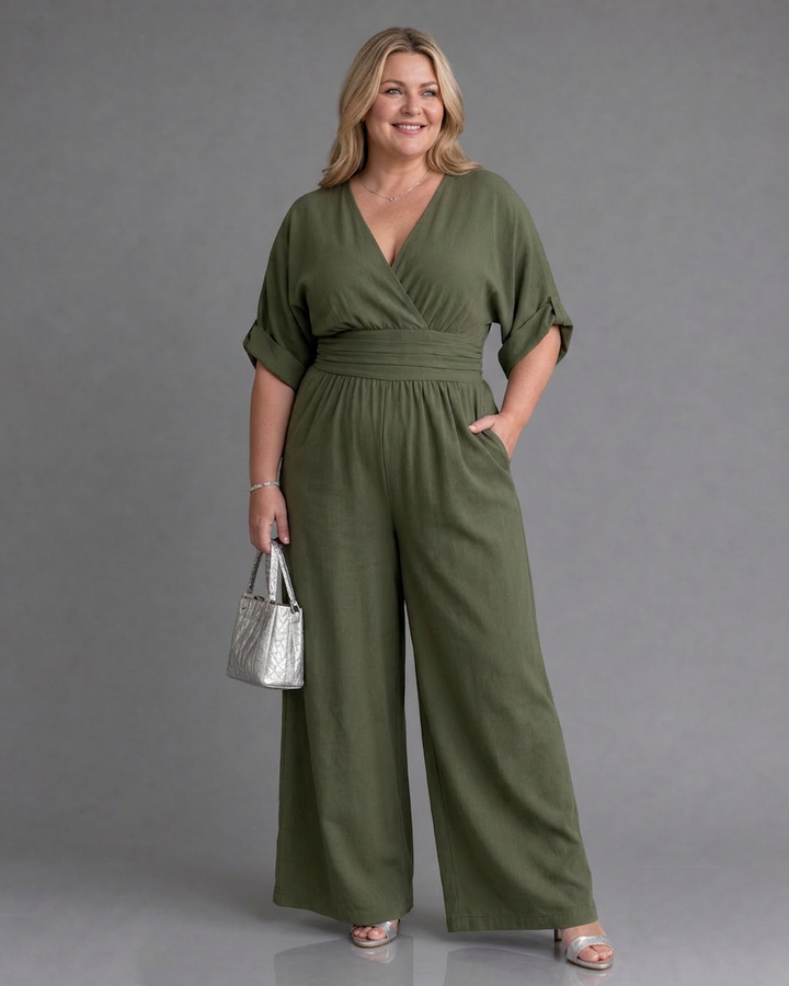 Sabrina | V-Neck Wide Leg Jumpsuit