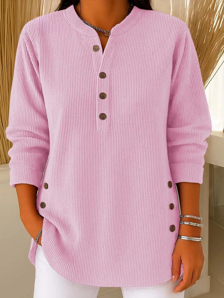 Button Henley Tunic for Women