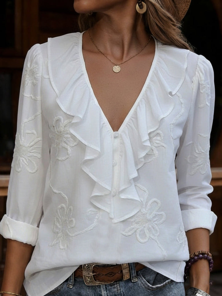 Amara | V-Neck Frill Shirt