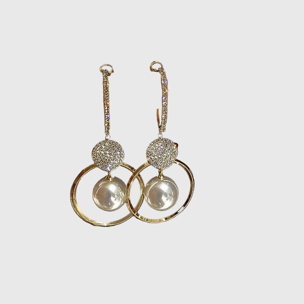 Elegant Earrings with Cultured Pearls and Sparkling Zircons