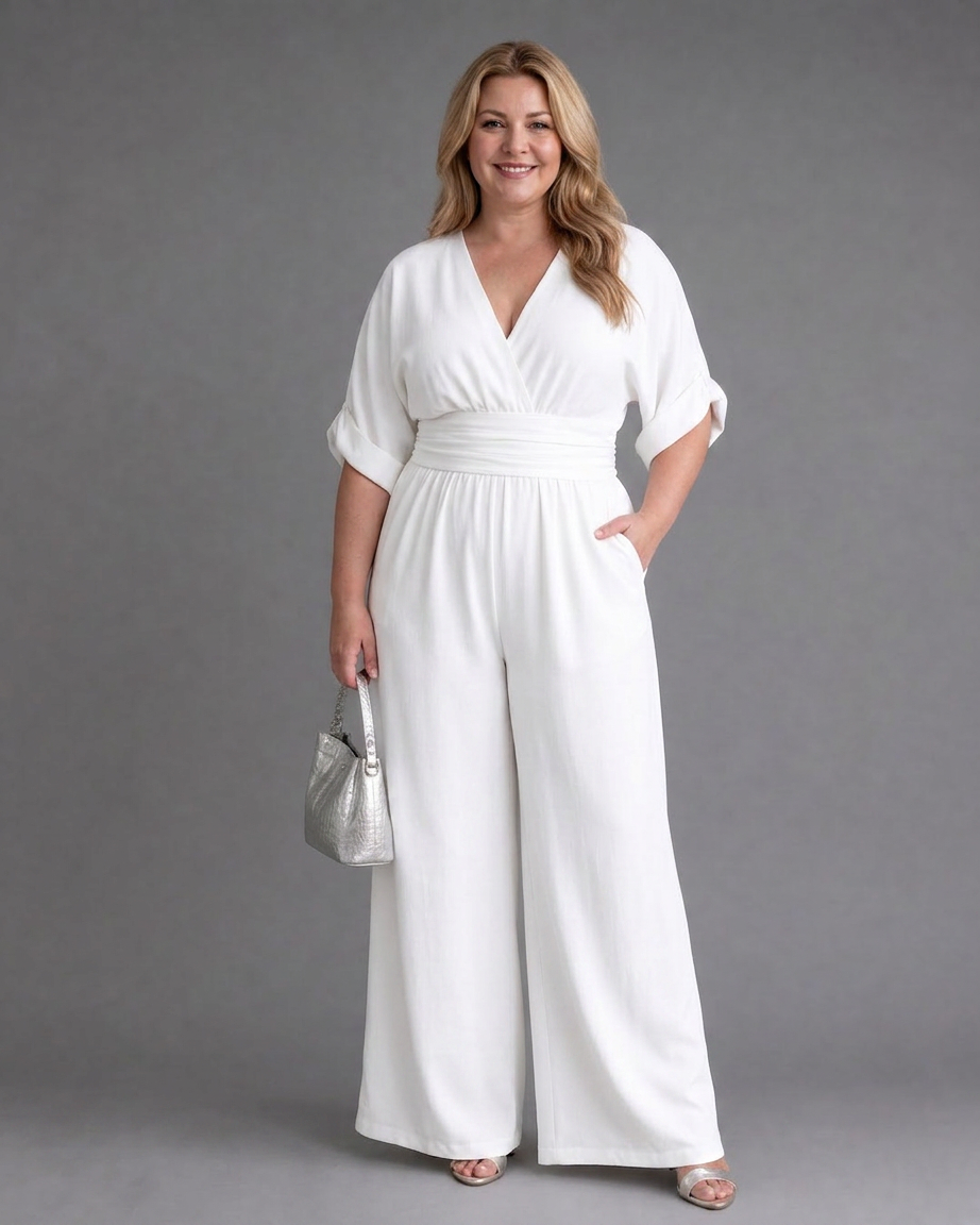 Sabrina | V-Neck Wide Leg Jumpsuit