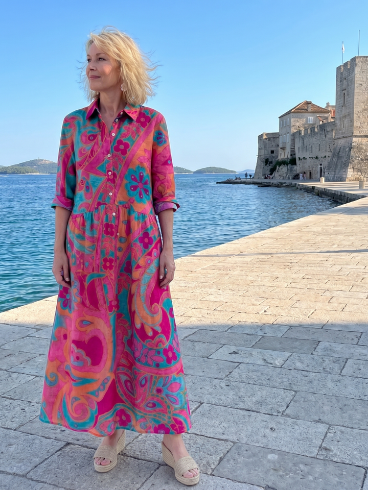 Saskia | Button Front Midi Dress